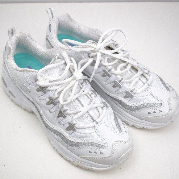 Skechers Dlites White Glitter Chunky 9s 